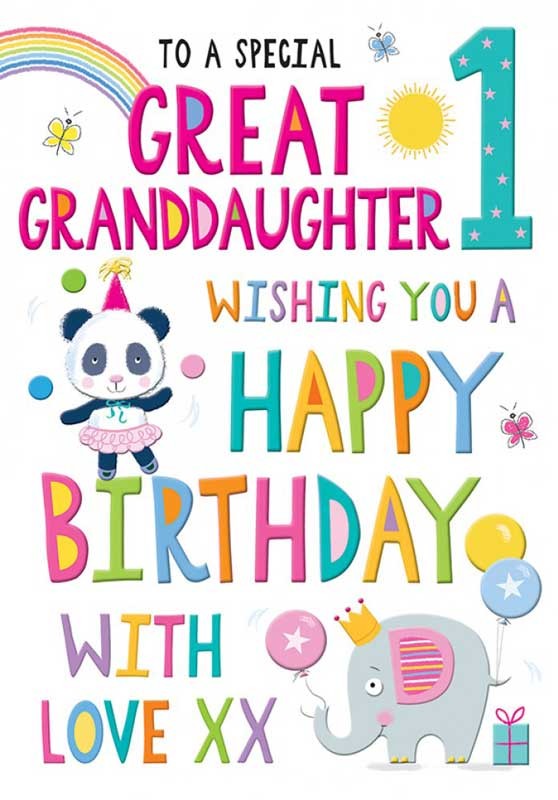 Great Granddaughter 1st Birthday card