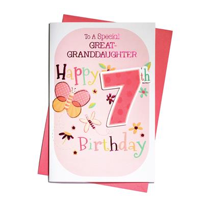 Great Granddaughter 7th Birthday card