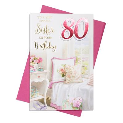 Sister 80th Birthday Card