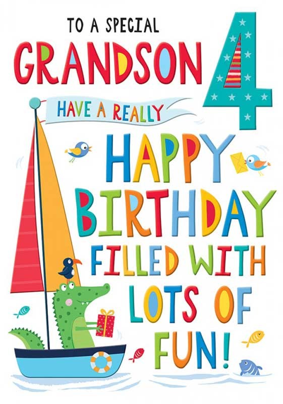 Grandson 4th Birthday card
