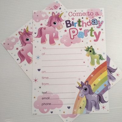 Party Invitations pack of 20 - Unicorn