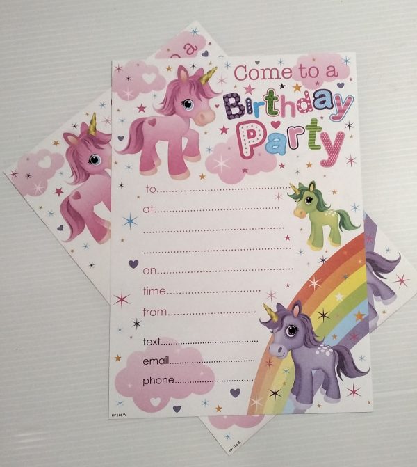 Party Invitations pack of 20 - Unicorn
