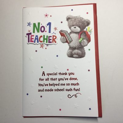 No1 Teacher Thank You Card