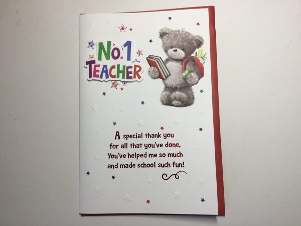 No1 Teacher Thank You Card