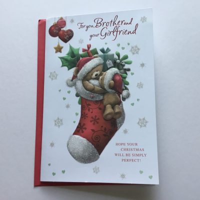(Simon Elvin) Brother and Girlfriend Cute Christmas card