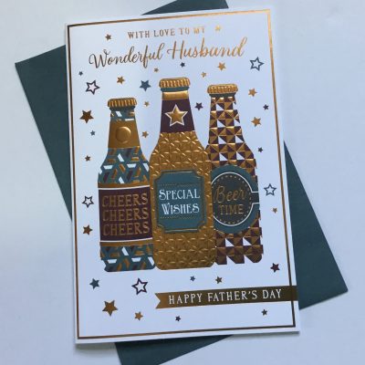 Wonderful Husband Father’s Day card Beer Bottles
