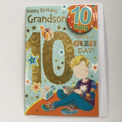 Grandson 10th Birthday Card with Badge