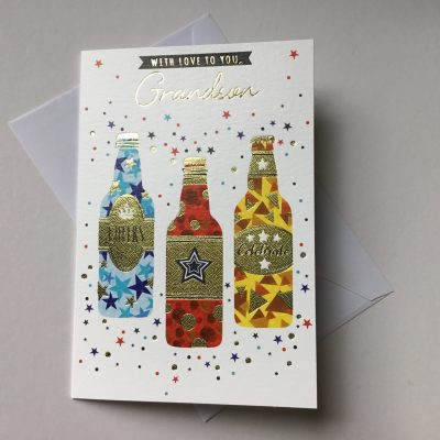 Grandson Birthday Card (Modern Beer Bottle Design)