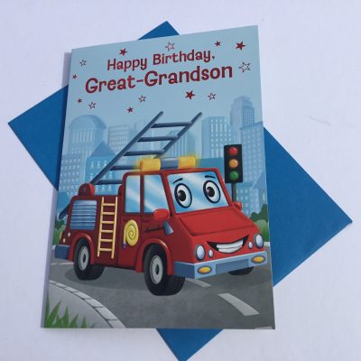 Great -Grandson Fire Engine Birthday Card