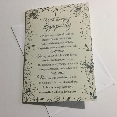 Sympathy Card Rose Beyond the Wall. (With silver writing)