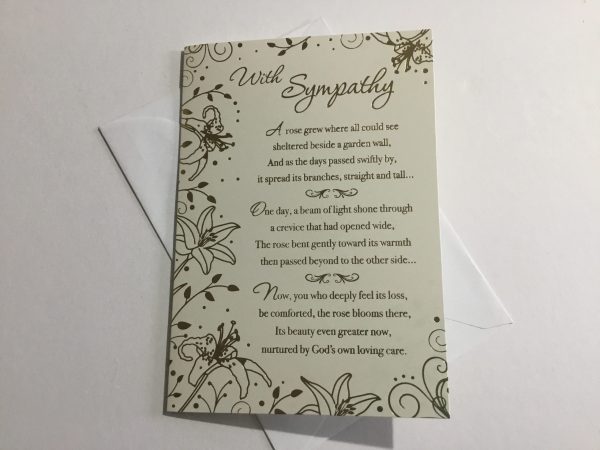 Sympathy Card Rose Beyond the Wall (Gold Writing)