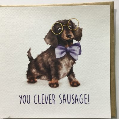 “YOU CLEVER SAUSAGE “ Congratulations card.